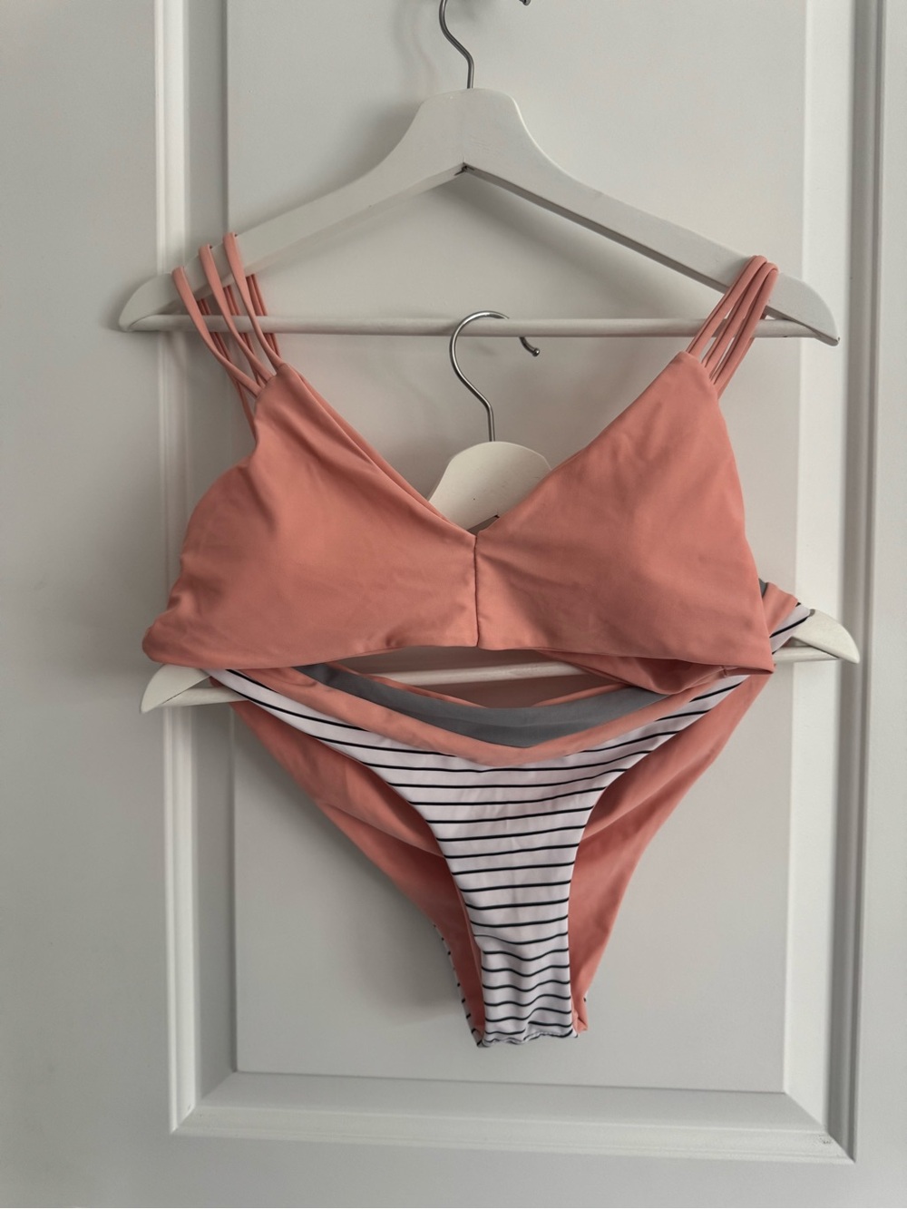 Cupshe Women's Coral Swim Bikini Set with Strappy Shoulders